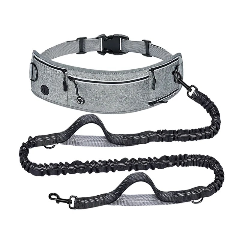 Hands Free Anti Shock Dog Leash Reflective Nylon Waist Belt Stretch Pet Lead For Jog Walk