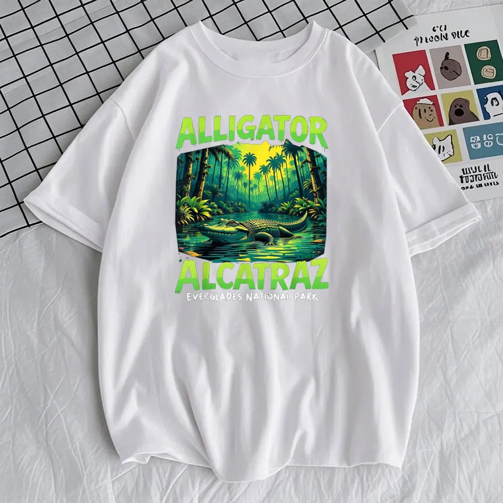 Funny Meme Florida Everglades Alligator Alcatraz Men Women T-Shirt Y2k Short Sleeve T-shirts Unisex Cotton Tops Street Fashion
