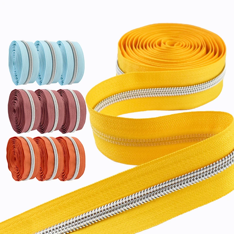 

20M Meetee 5# Colored Nylon Zipper Tape Jacket Bag Closure Zips Plastic Coil Zippers Roll Sewing Zip Repair Kit DIY Accessories