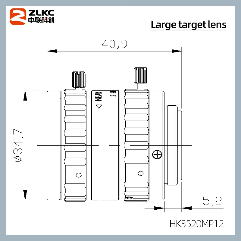 عدسة تركيز ثابتة 35 ملم 1 بوصة كاميرا CMOS 12 ميجابيكسل C Mount Lens F2.0 كاميرات فحص صناعية قزحية يدوية HK3520MP12