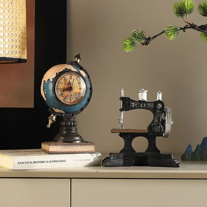 Nordic Retro Resin Sewing Machine Sculpture Ornaments Living Room Porch Wine Cabinet Desktop Furnishings Crafts Birthday Gifts