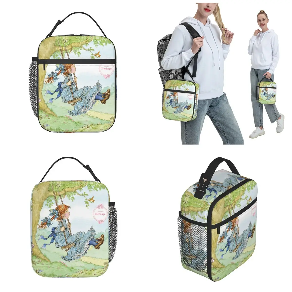 Beautiful Sarah Kay Swing Girl Cartoon Thermal Insulated Lunch Bags Cute Country Life Portable Bento Box Cooler Thermal Food Box