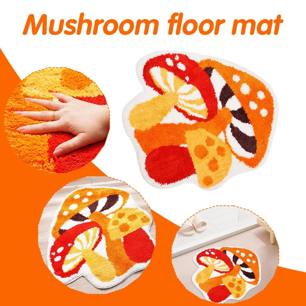 

Polyester Fiber Cute Mushroom Shark Type Flocked Carpet Lawn Paving Soft Garden Mold Decoration Garden Home Carpet Bathroom H0Q5