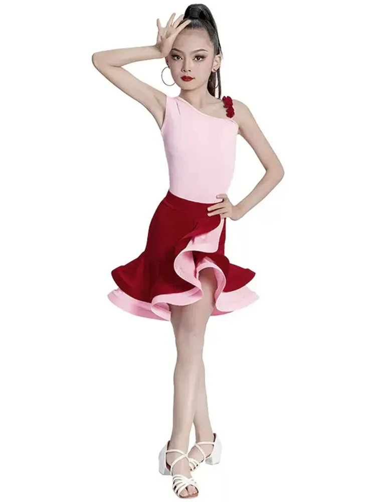 Mädchen Latin Dance Sommer Kinder Tango Wettbewerb Leistung Tanz kleid Trainings kleid profession elle Kinder Tanz kleid