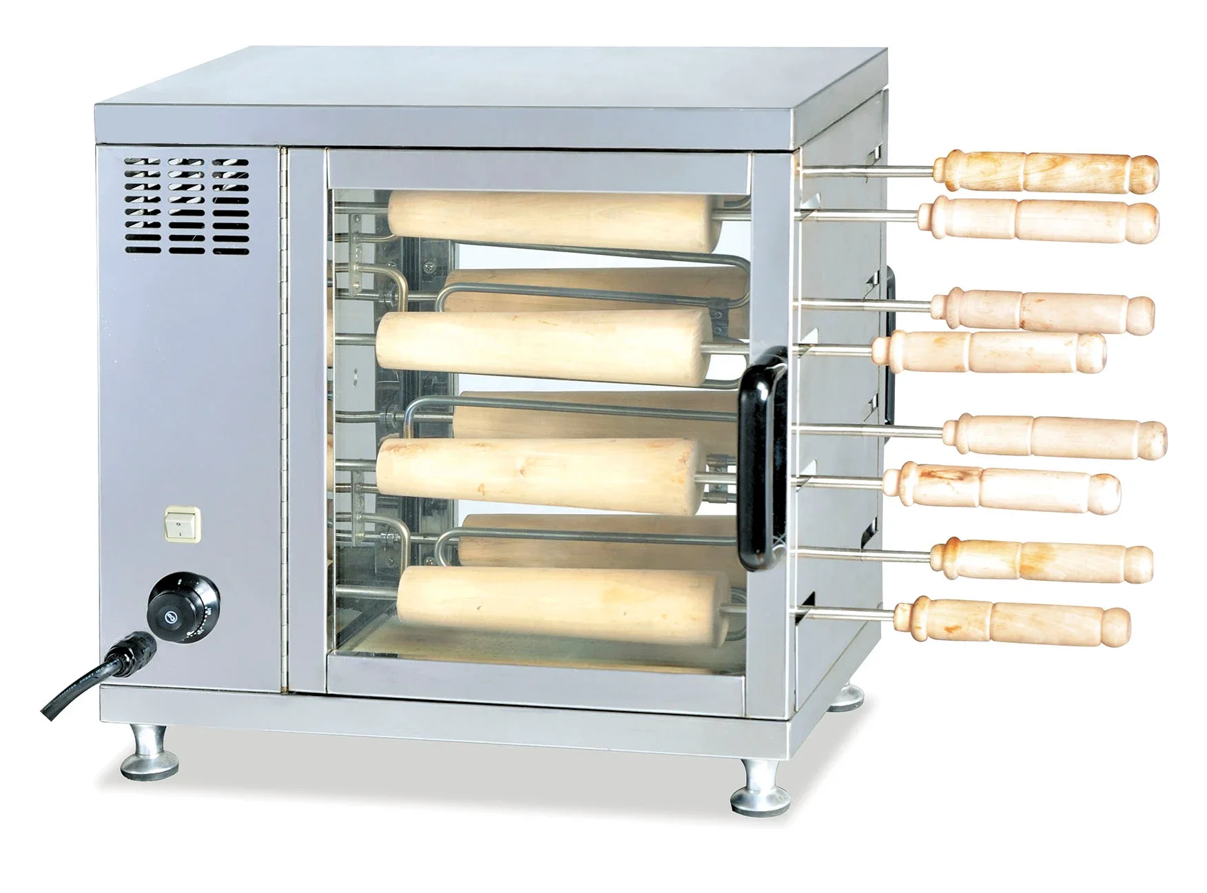 8pc electric automatic bake chimney cake oven kurtos kalacs maker the ceak cak cone roller roll bread grill chimney cake machine