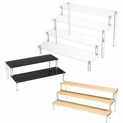 5/4/3/2/1 Tier Acrylic Display Riser Shelf Rack,Wood Display Stand for Spice,Cupcake,Perfume,Collectibles,Funko Figures,Makeups