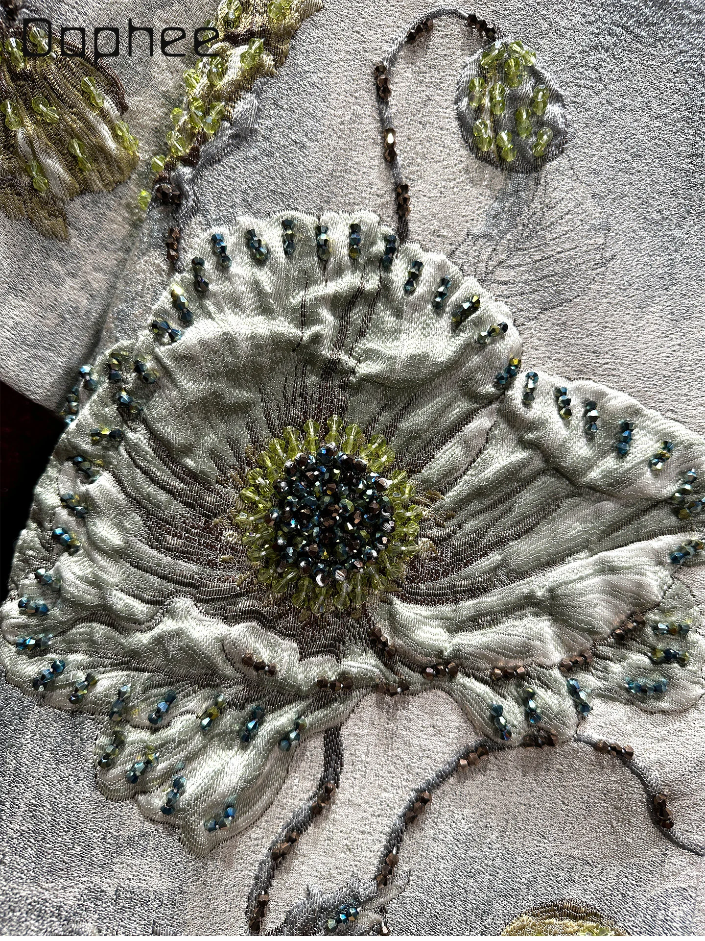 Light Luxury Three-Dimensional Embossed Jacquard Heavy Beading Mid-Length Coat Women Trench Elegant High-End Vintage Loose Coat