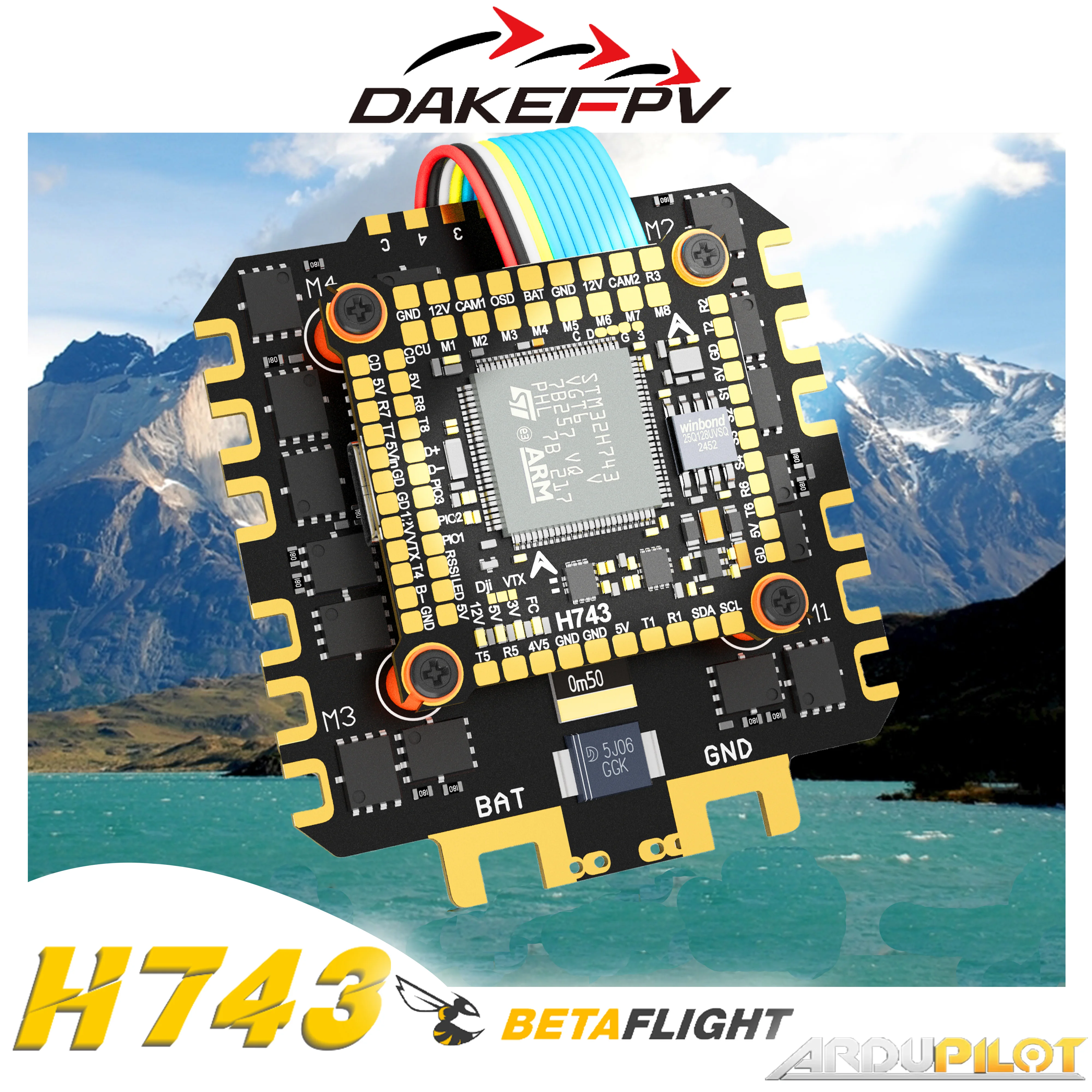 

DAKEFPV H743 12S 120A 4IN1 8-битный ESC DAKE H7 Контроллер полета Стек для радиоуправляемого дрона DIY H743 Поддержка Betaflight Ardupilot