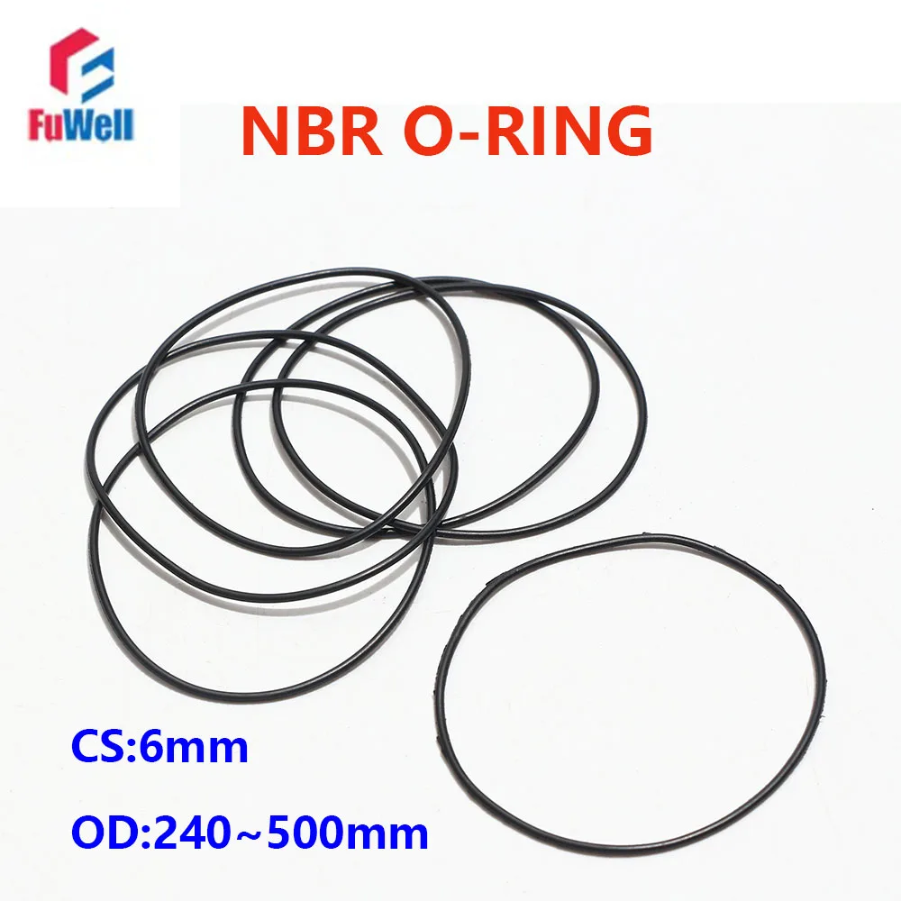 

Fuwell 200pcs black O-Ring CS6mm OD 240~300mm Waterproof Gasket Washer Flat Ring Gasket Washer Rubber Ring Machine Faucet Seal