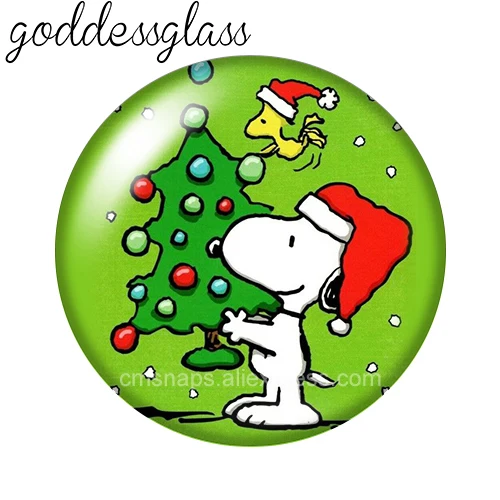 New Snoopy Christmas Tree festeggia i regali 12mm/18mm/20mm/25mm Round photo glass cabochon flat back Making risultati portachiavi