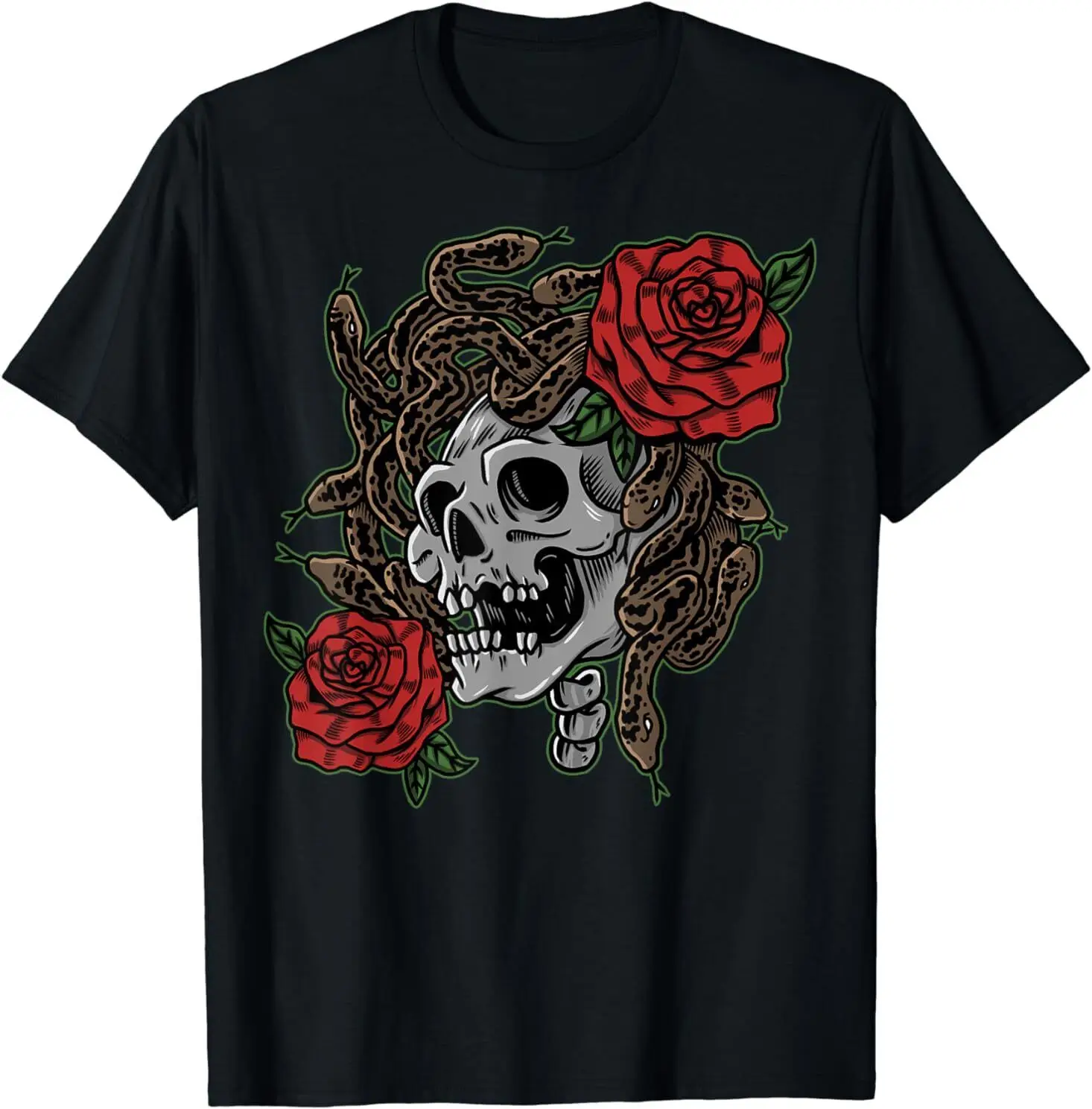 

NEW LIMITED Medussa Skull Greek Mythology Skeleton Snakes Gift Tee T-Shirt S-3XL