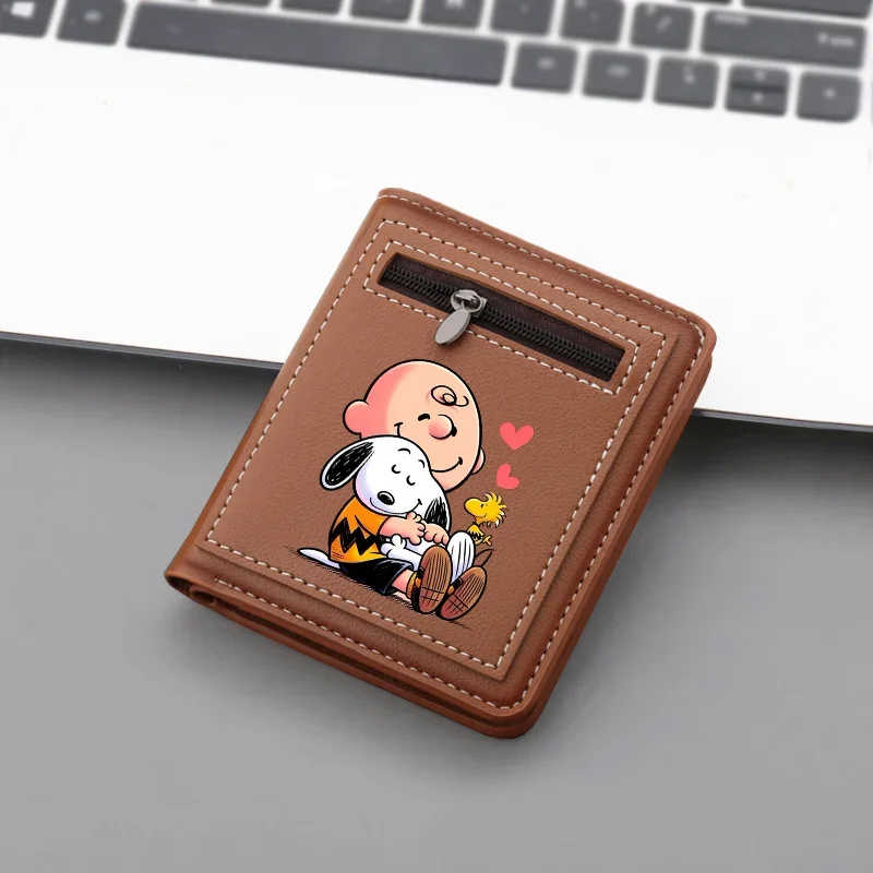 Snoopy Wallet Women New Women Short Wallets Korean Buckle Sanded Leather Coin Purse Mini Female Purses Small Put Driver License