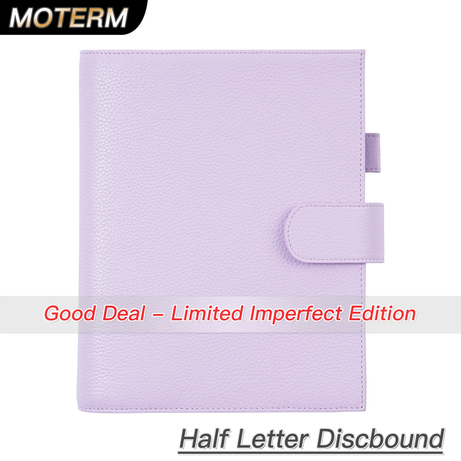 Limited Imperfect Moterm Discbound Series Half Letter Cover Genuine Pebbled Grain Junior Expansion Disc Bound Organizer Journal