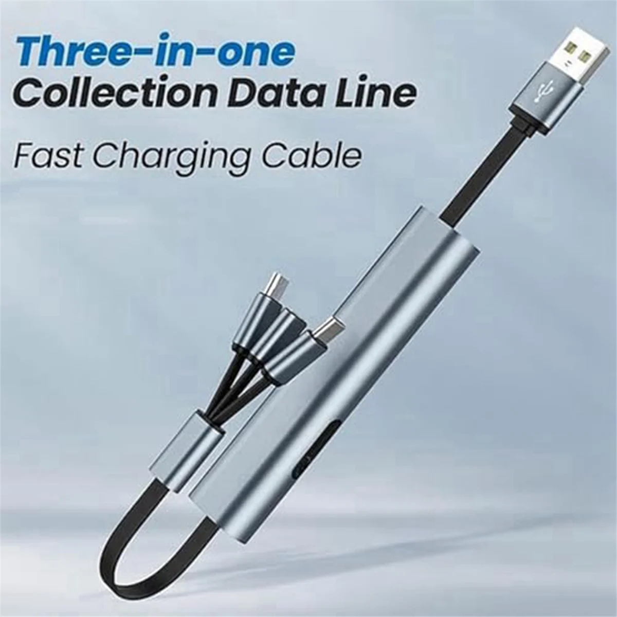 

3-in-1 Data Cable 3 in 1 Fast Charging Cable, Retractable Car Charger,
