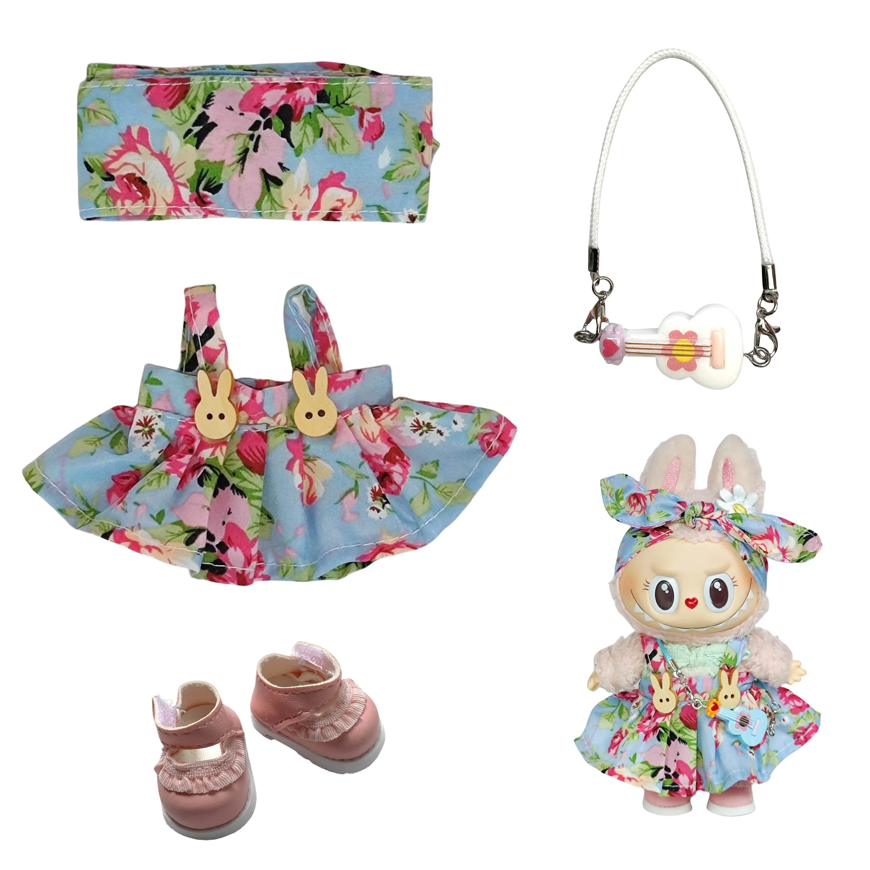 New for 17cm labubu v2 v3 sweet and fragrant wind skirt set diy labubu outfit fashion accessories play clothes labubu clothes