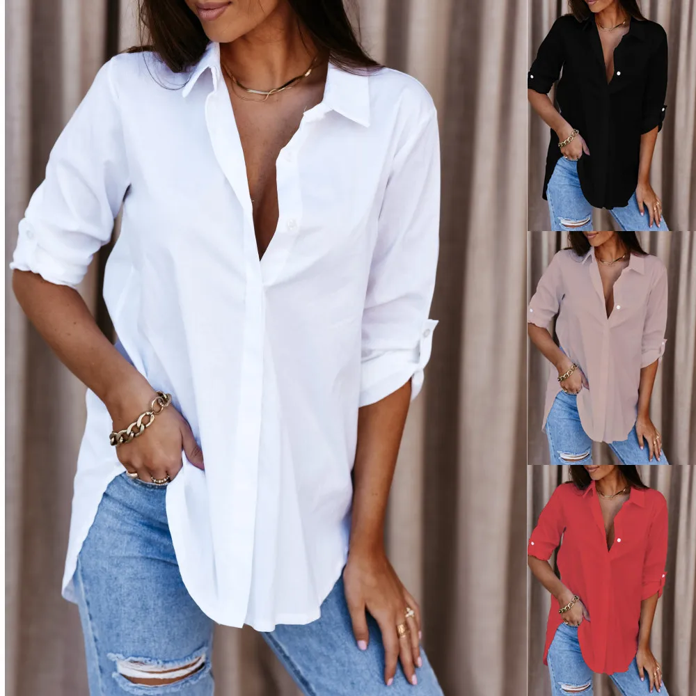 Women Blouse White Shirt Button-down Top Camisas Tendencia Chemisier Femme Camisa Feminina Social Elegante Shirts