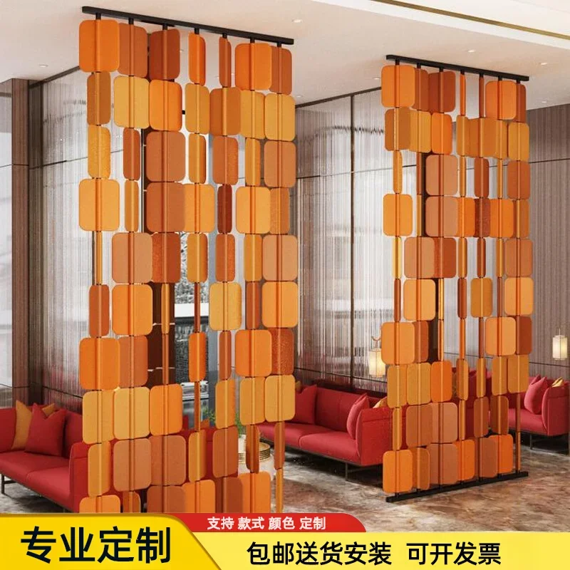 Light luxury blade mobile rotating screen decorative saddle leather partition modern felt office soft partition lobby