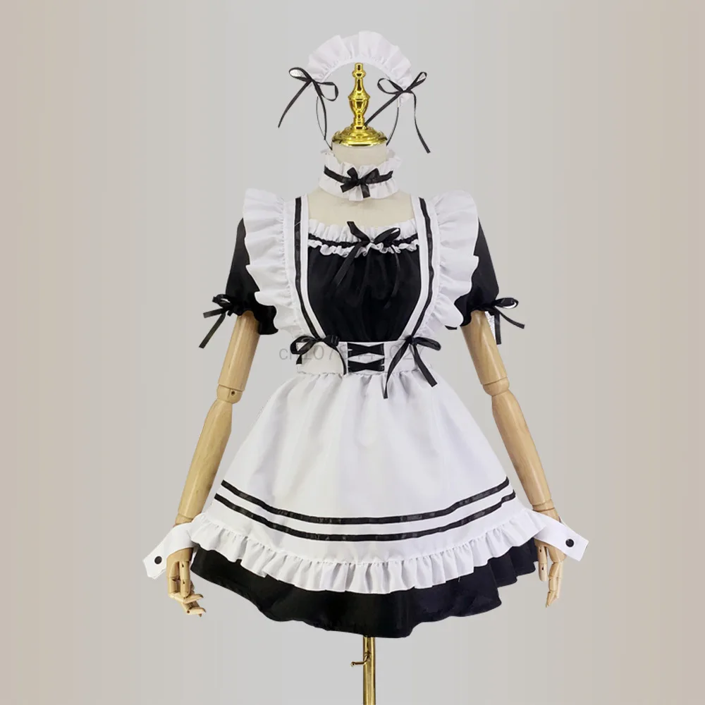 Women Maid Outfit Anime Dress High Quality Red Wine Sweetheart Maid Costume Lovely Maid Cosplay Costume Animation Uniform