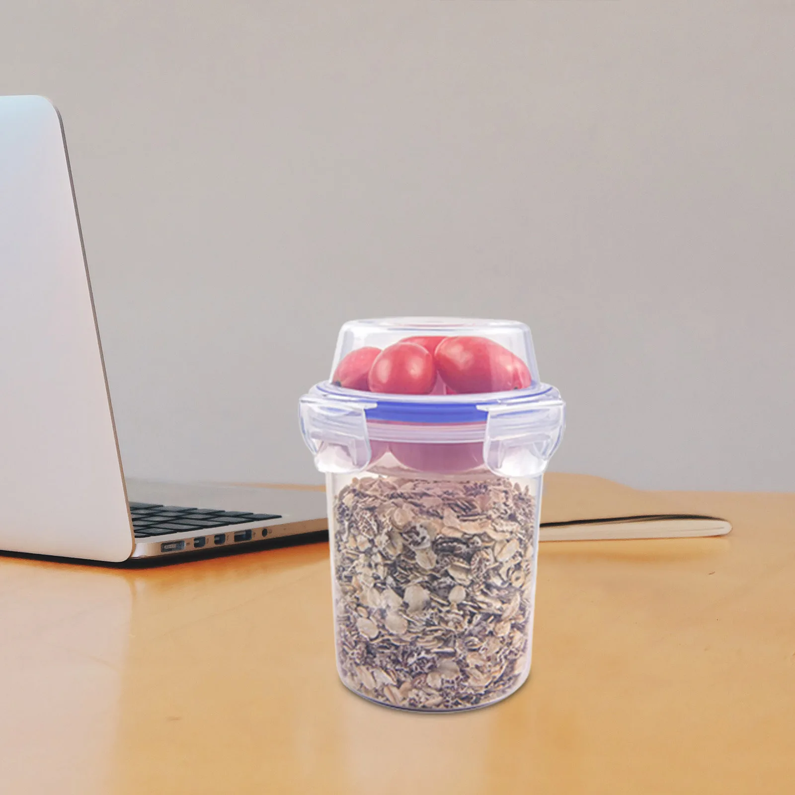

2Pcs Overnight Oats Containers Portable Leakproof Cups Double Layer Oatmeal Jars for Breakfast Storage Salad Cup