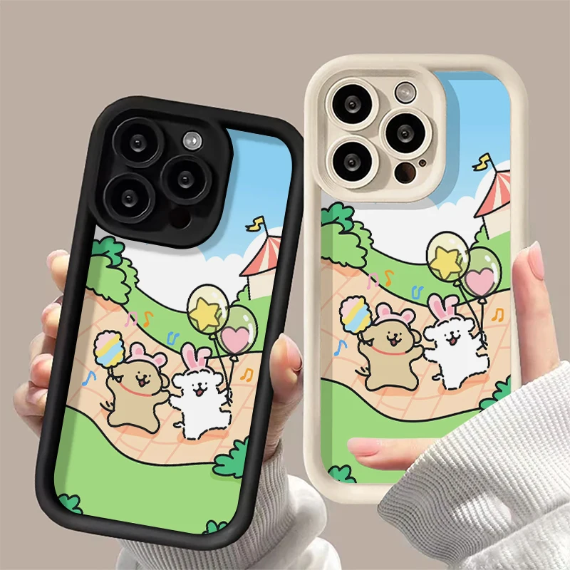 Travel Line Puppy Phone Case For iPhone 16 15 14 ProMax 11 Pro 12 13 Mini XS XR 7 8 Plus Cartoon Anti Drop Soft Protective Cover