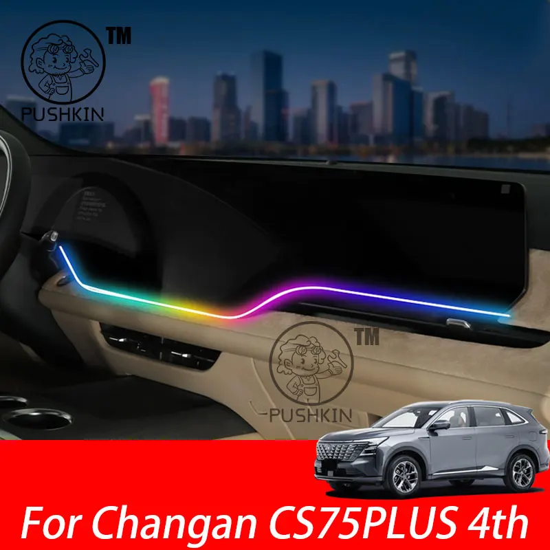 

For Changan CS75PLUS 4th 2025 2026 Car dashboard ambient light central control LED mood light interior decoration accessories.