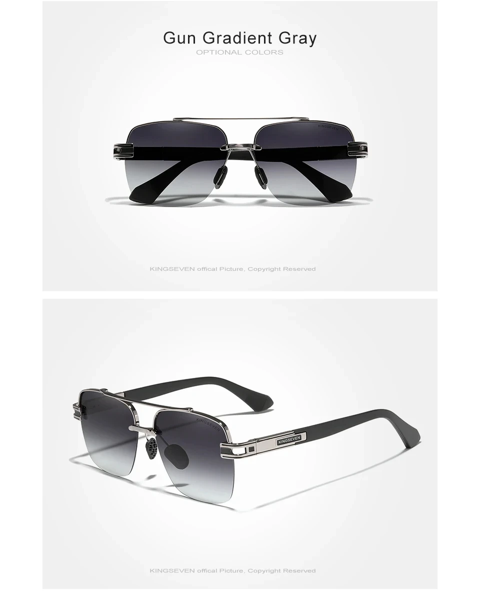 Kingseven New Design Sonnenbrille für Männer polarisierte UV400 Gradient Linse Brille Mode Frauen quadratische Retro Half Frame Brille – Detail 7
