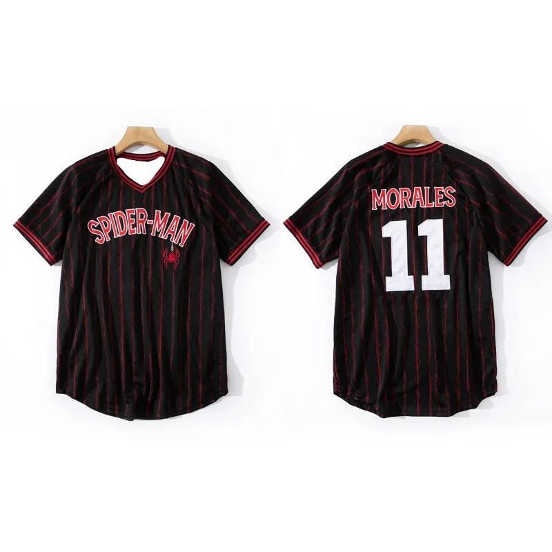 

Мужская спортивная футболка с короткими рукавами и v-образным вырезом с вышивкой Marvel Spider Man