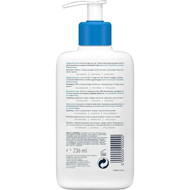 CeraVe Moisturising Lotion 236ml Fragrance‑Free Daily Face & Body Lotion with Ceramides for Dry Skin Care
