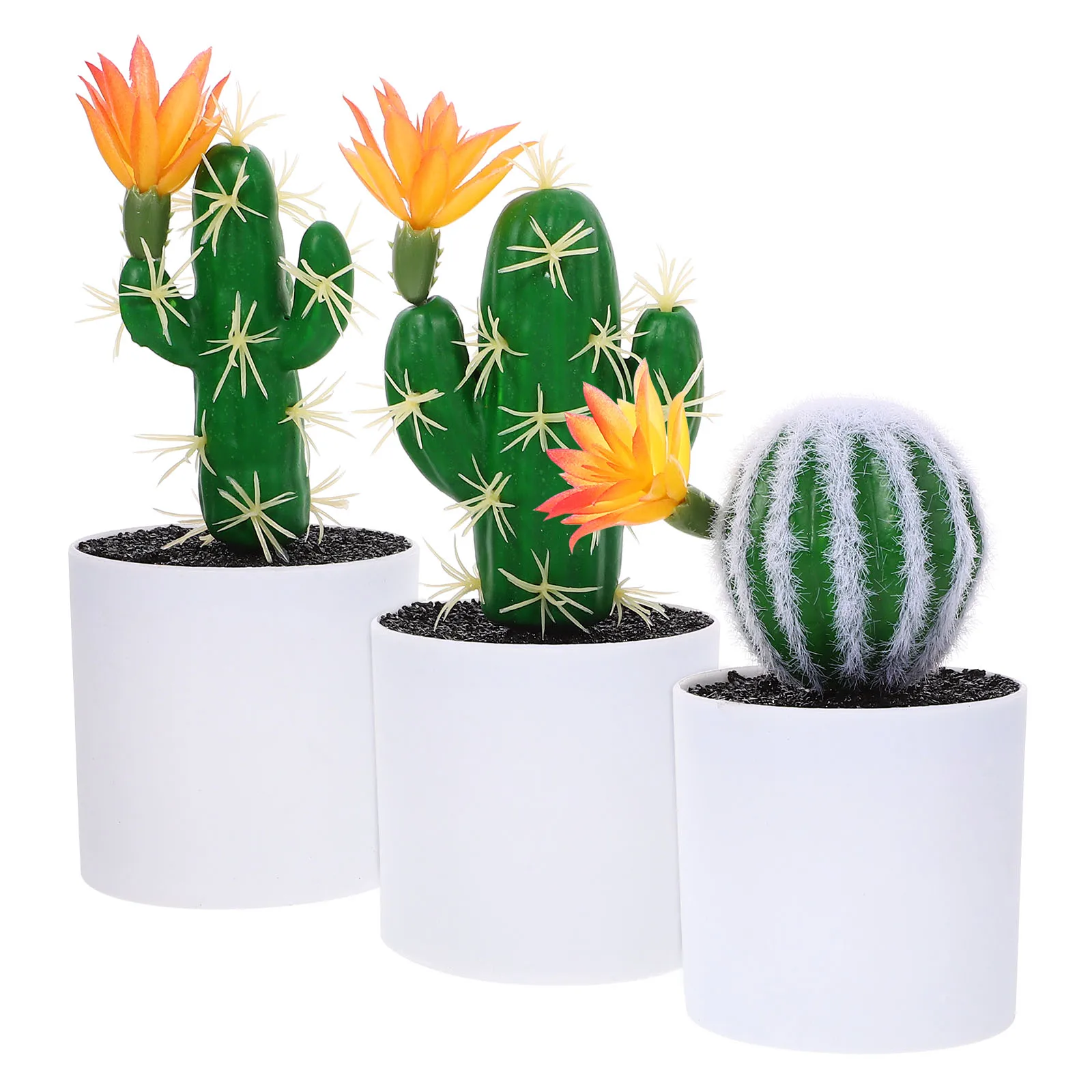 

3pcs Artificial Cactus Potted Plant High Realism Bonsai Statue Mini Succulents Decor Indoor Office Home Balcony Garden nament