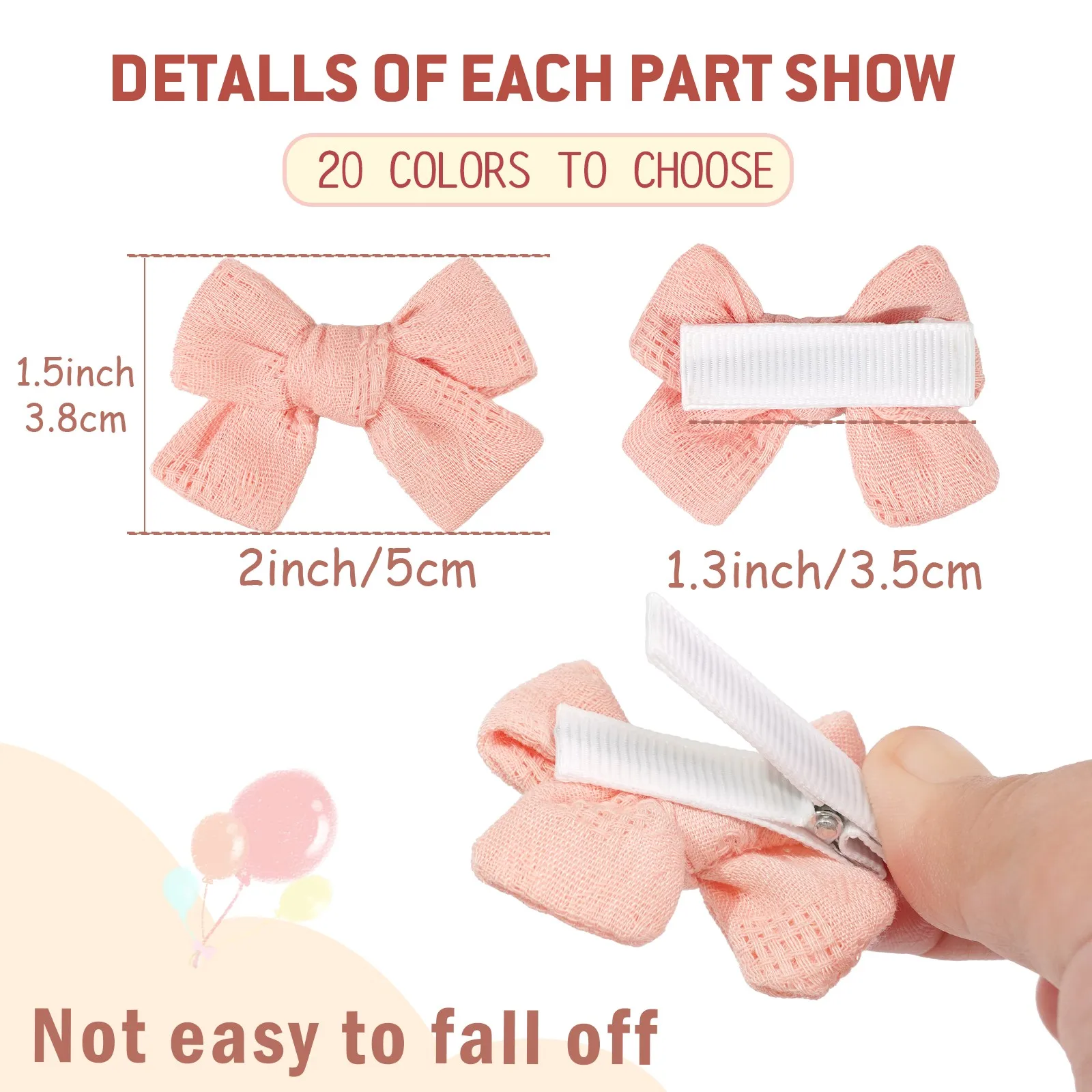 10Pcs Baby Bows Cotton Linen Fabric Hair Bows Alligator Hair Clips Barrettes and Hair Accessories for Baby Girls,Toddlers Kids image 5