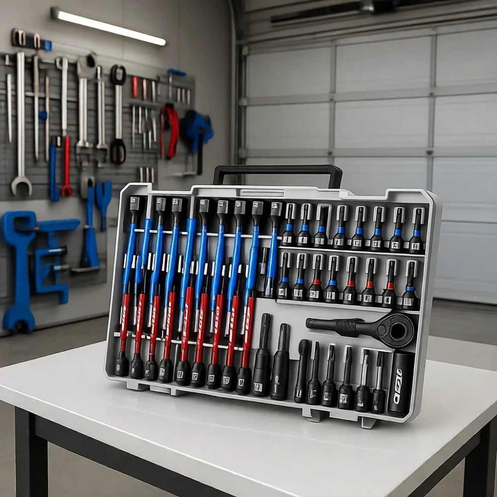 

41pc 1/4" Impact Magnetic Nut Driver Set Metric/SAE Deep Socket Adapter Ratchet Wing-Bit Quick-Release