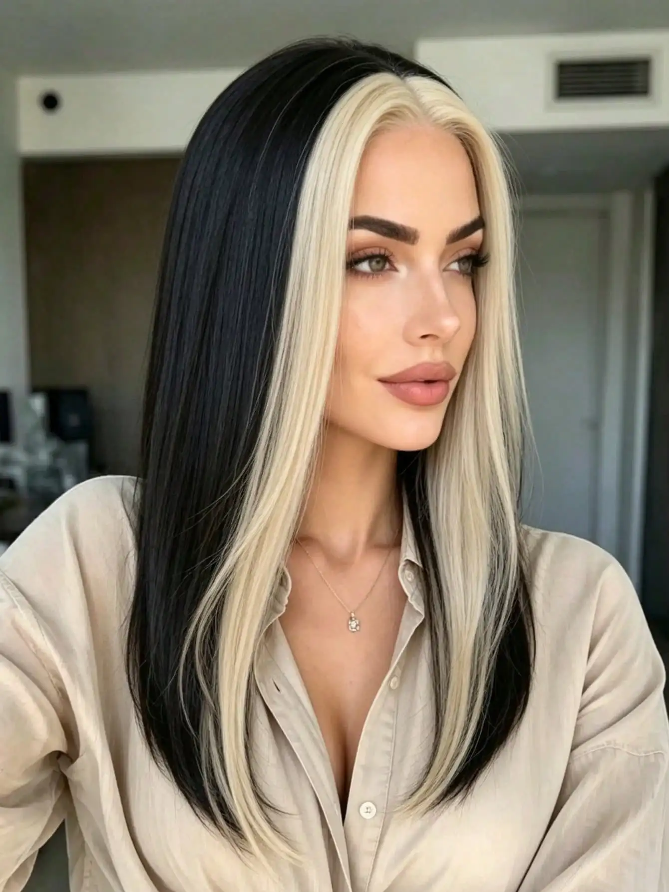150 Density Black Highlight Blonde Straight Lace Front Wigs Human Hair Wig Natural Looking 13x4 HD Lace Front Wigs Pre Plucked with Baby Hair for Women Highlight Colored Glueless for Daily Wear For Halloween Use
