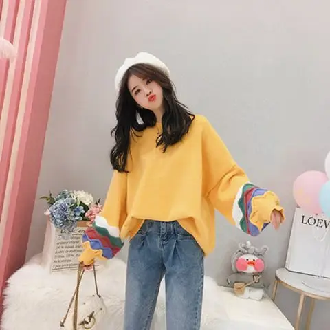 

Lazy Style Full Sleeves Pullovers Women Korean Fashion Loose Soft Thin Knitted Sweaters Spring Jumpers Streetwear Tops U989