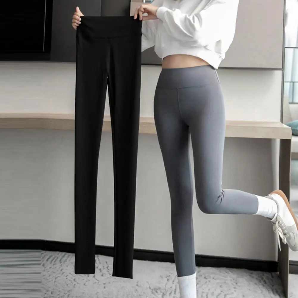 

High Waist Wide Deep Crotch Hip Lifting Yoga Pants Thickened Autumn Winter Solid Color Velvet Lining Shark Leggings Streetwear