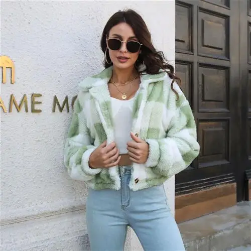 

Women's Winter New ular Loose Casual Cotton Lamb Face Long Sve Lantern Sve Doll Collar Top Large Size Men's Faion