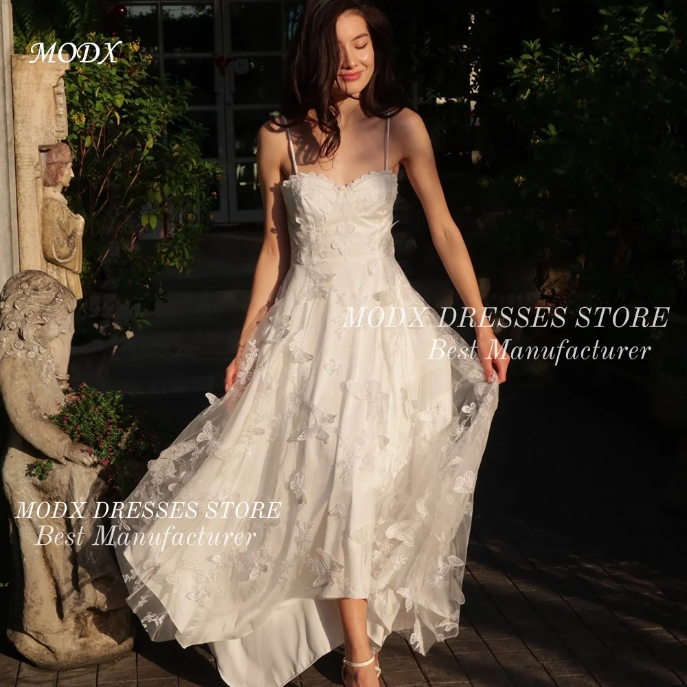 MODX Elegant Butterfly Appliques Sweetheart Wedding Dress Bridal Gown Spaghetti Straps Customized Vestidos Novias Boda Women