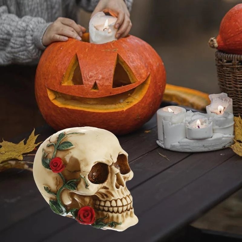 bibliotheque-artisanale-en-resine-ornement-d'etude-decor-crane-effrayant-cadeaux-d'halloween
