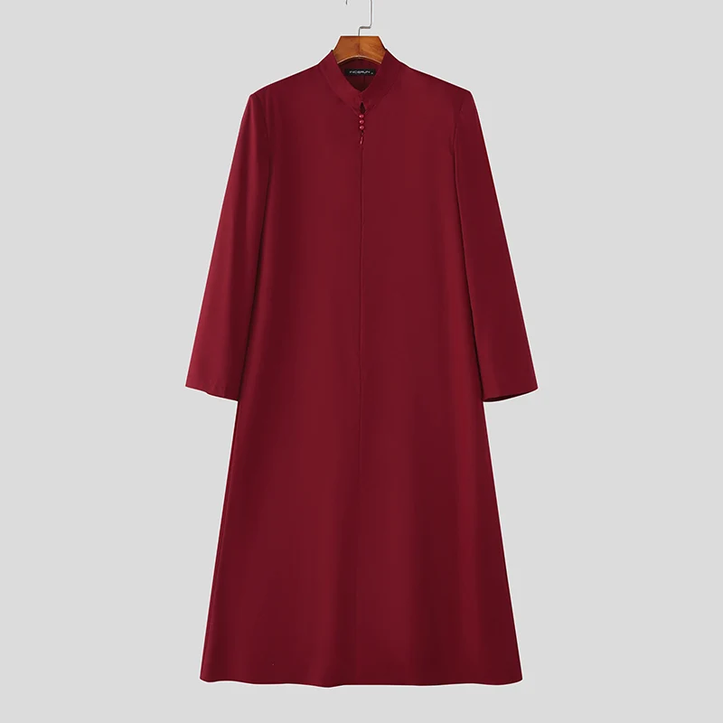 

INCERUN Men Long Style Shirt Stand Collar Long Sleeve Casual Men Clothing Streetwear Loose 2025 Fashion Leisure Long Tops S-5XL