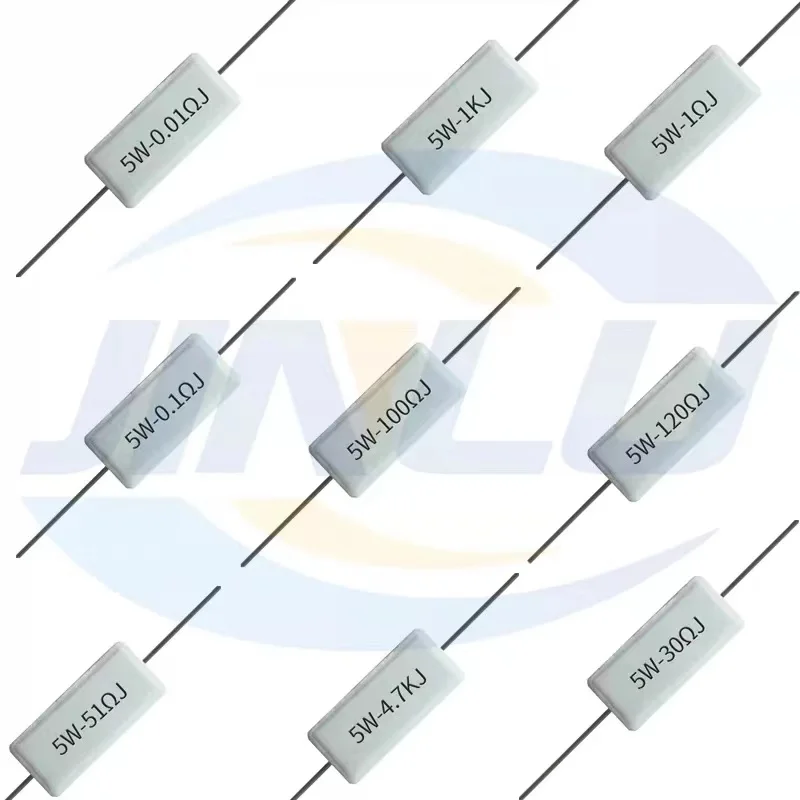 10pcs 5W 5% Cement Resistor Power Resistance 0.1 0.15 0.2 0.22 0.25 0.27 0.3 0.33 0.47 0.5 0.6 0.82 R Ohm 0R1 0R15 0R2 0R22 0R25