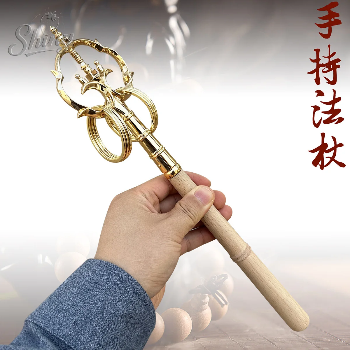 

Buddhist Ware Supplies Handmade Copper Monk's Staff Khakkhara Tibetan Monk's Staff Buddhist Hall Buddhist Niche Offerings