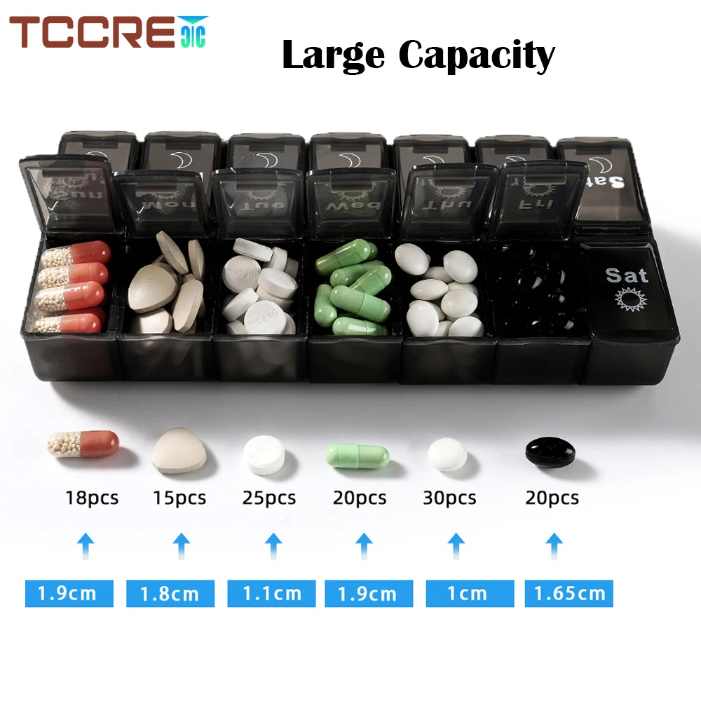 

7 Days Weekly Pill Case 2 Row 14 Grids Medicine Tablte Dispenser Organizer Pill Box Pill Storage Organizer Container