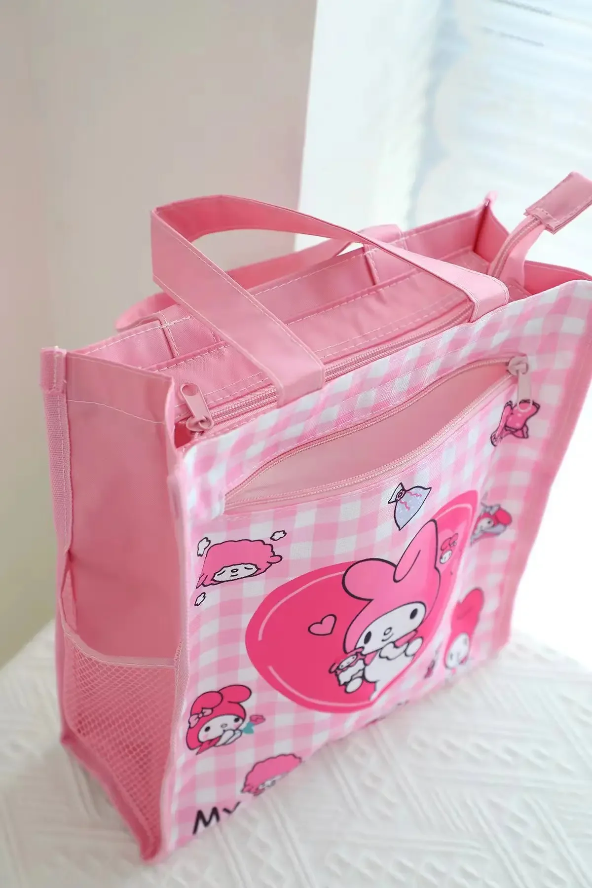 MINISO Hello Kitty Sanrio Kuromi Kawaii handbag Cartoon Cute Kids Lunch bag Children School Girl Storage package Large capacity