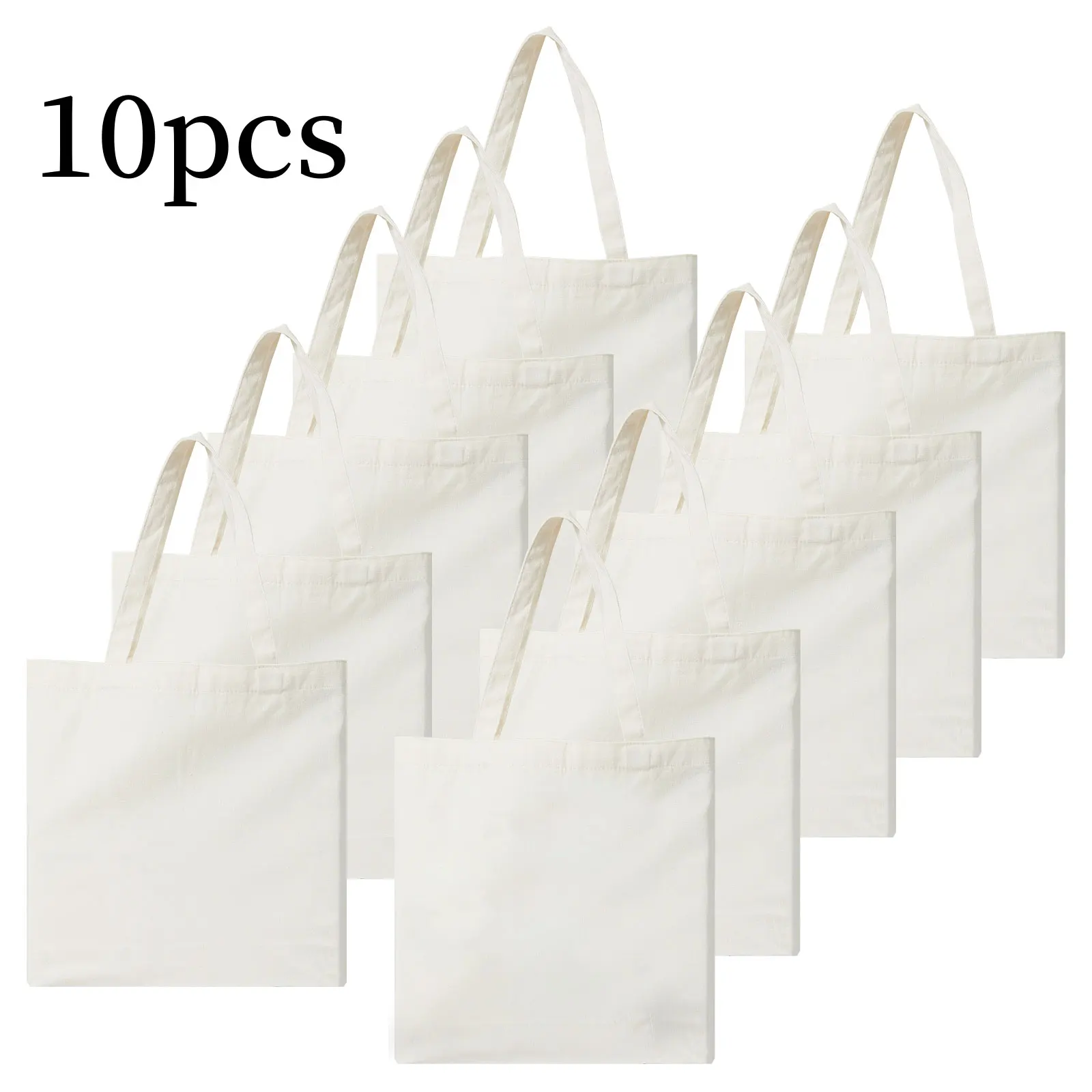 10pcs Premium Sublimation Shopping Bags Large Capacity Canvas Shoulder Tote Bag Handbag Folding For Reusable DIY