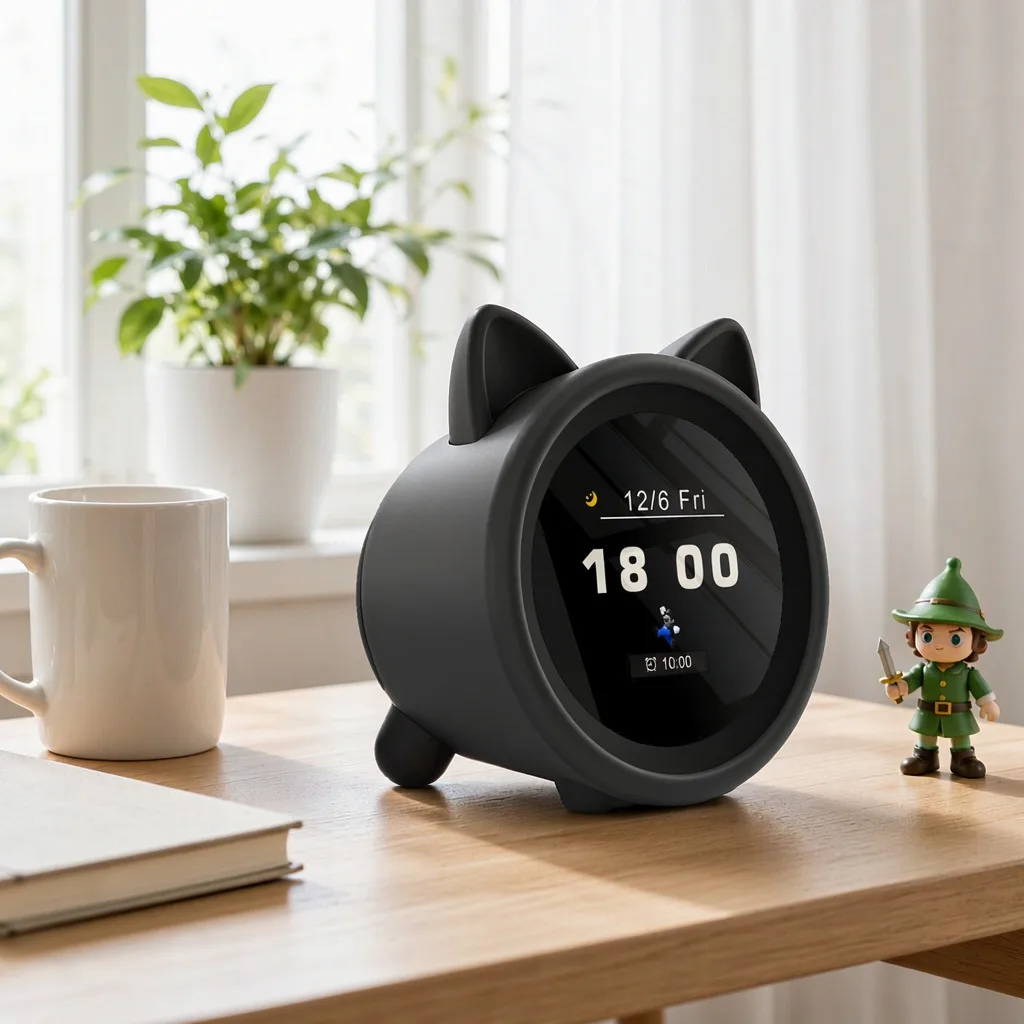 Silicone Protective Case for Nintendo Sound Alarm Clock Cat-Ear with  Button Cover Cute Animal Theme Gaming Accessory