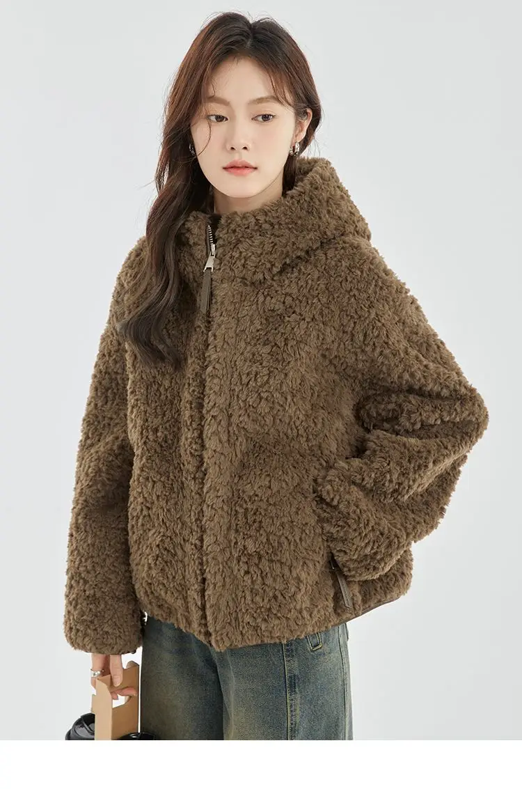 

Куртка из овечьей шерсти, женская весенне-осенняя модная женская уютная стеганая толстая теплая зимняя складная удобная молодежная мешковатая эластичная куртка