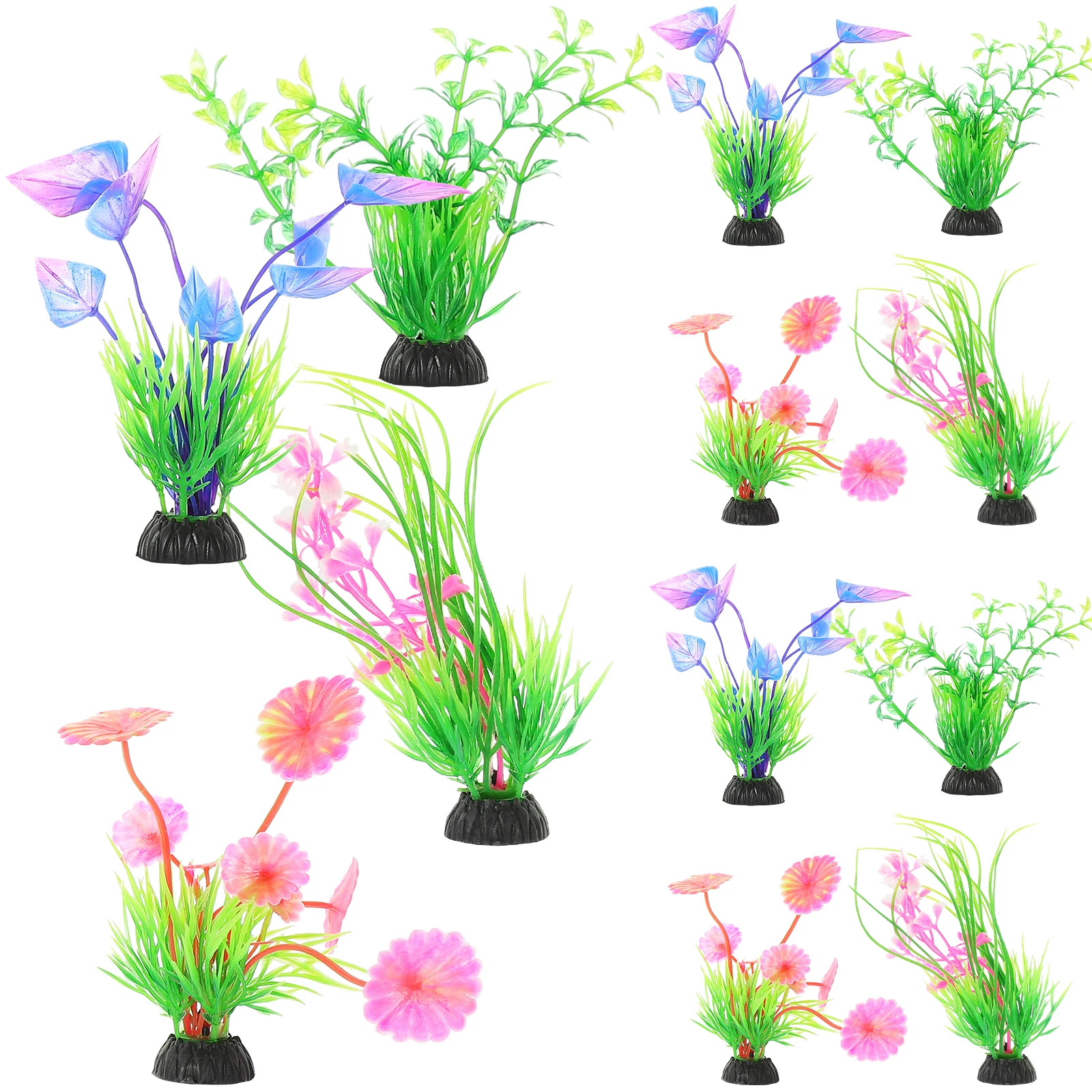 

12 Pcs Artificial Water Plants PVC Fish Tank Decoration Aquarium Accessories Faux Aquatic Plants PlasticWater Grass