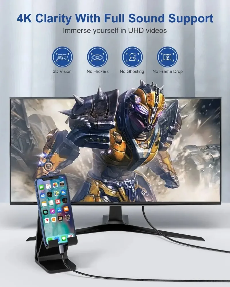 For iPhone,Lightning to HDMI Cable Digital AV Adapter 1080P HD Video Sync Screen Connector iPhone to HDMI TV Projector Display