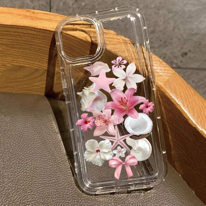 

Pop Coconut Flowers Printed Clear Phone Case For Samsung Galaxy S25 Ultra Cover