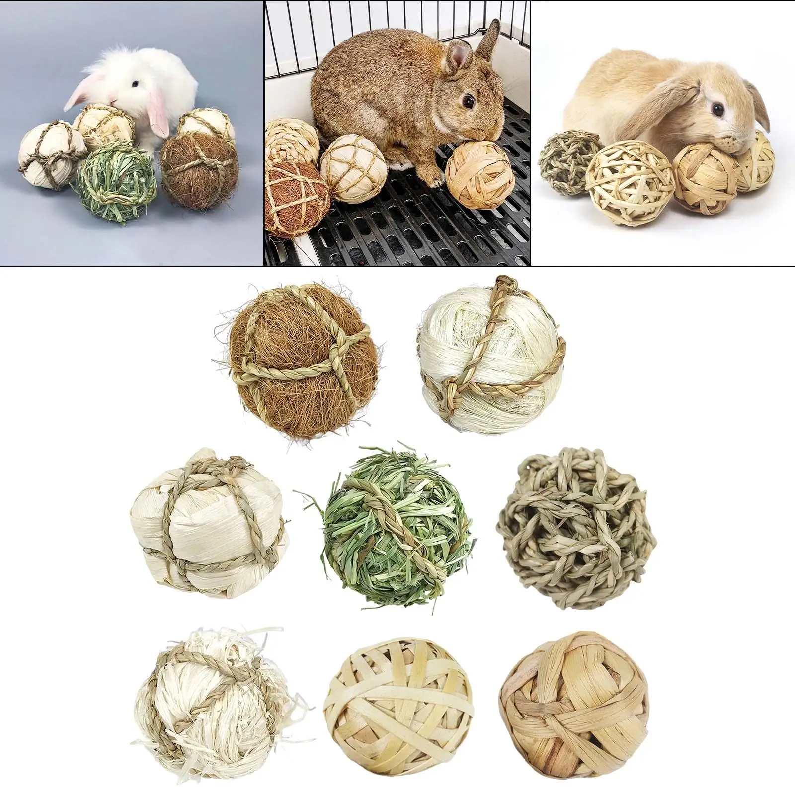 Natural Material Chew Toys Molar Grass Ball Bunny Treat Ball for