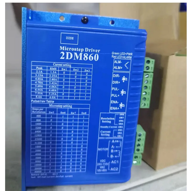 

JMC 2-phase Digital Stepper Motor Driver 2DM860 2.1A-8.4A 24-80V AC & DC Universal For NEMA 34 Series Stepper Motor